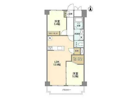 メゾン香葉(2LDK/2階)の間取り写真