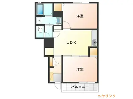 ミッテフリーデI(2LDK/1階)の間取り写真
