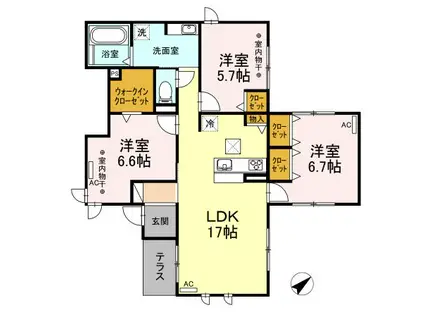 ウエストデール パーク(3LDK/1階)の間取り写真
