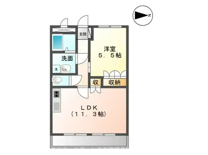 グランドヒルズ光(1LDK/2階)の間取り写真