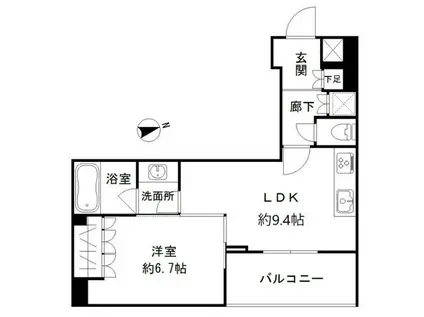 ロディア立川(1LDK/8階)の間取り写真