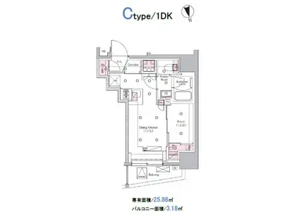 SYFORME ITABASHI III(1DK/7階)の間取り写真