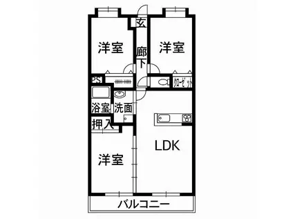メゾン・ド・ユー(3LDK/1階)の間取り写真