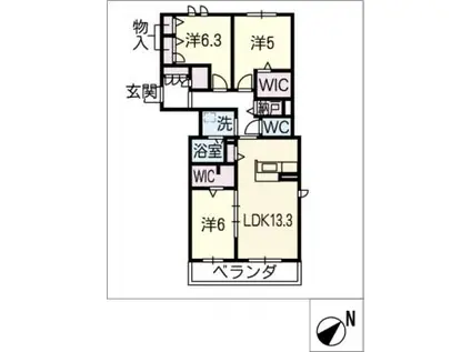 プリミエール(3LDK/3階)の間取り写真