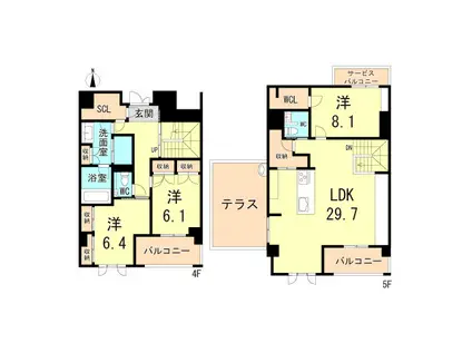 シャーメゾンステージ香櫨園(3LDK/4階)の間取り写真