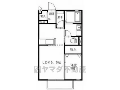 ブルーアルブル(1SK/1階)の間取り写真
