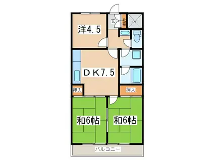 クイーンハイツ静峰(3DK/2階)の間取り写真