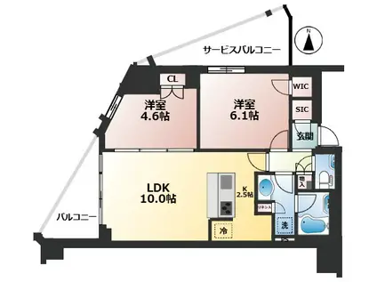 サンリヤン花小金井ステーションフロント(2LDK/4階)の間取り写真