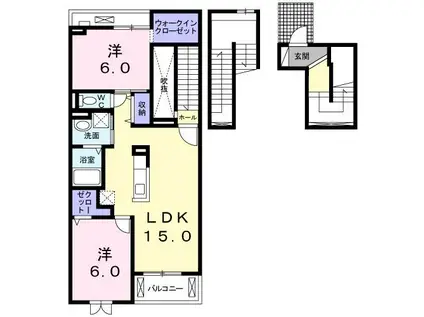 イースクエアII(2LDK/3階)の間取り写真