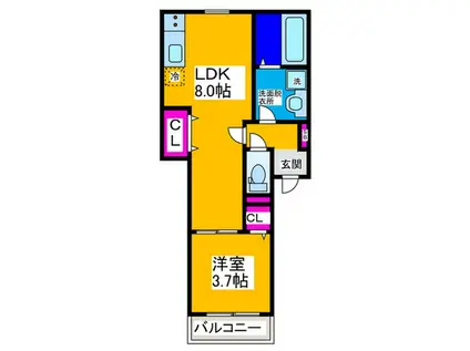 GARDEN SQUARE IZUMISANO(1LDK/3階)の間取り写真