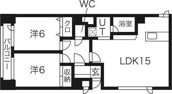 メゾンラコム(2LDK/1階)の間取り写真