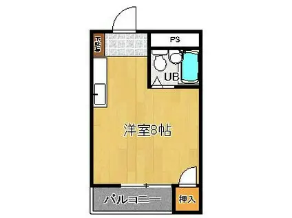 シャンタルII(ワンルーム/1階)の間取り写真