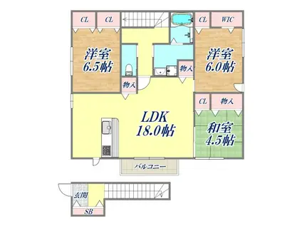 ドエル寿楽荘(3LDK/2階)の間取り写真