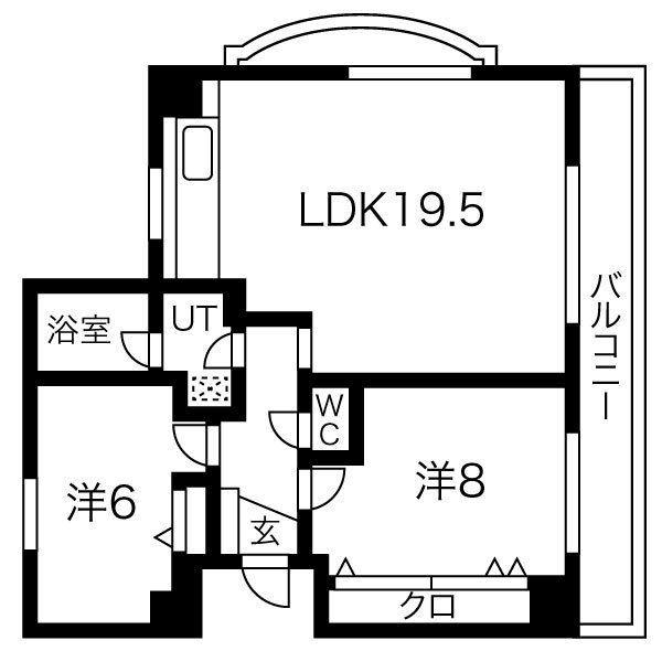 イースト・1(2LDK/3階)の間取り写真