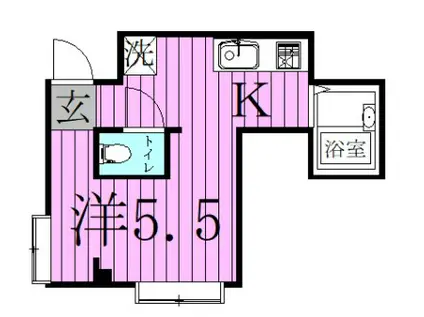 ユタカビル(1DK/2階)の間取り写真