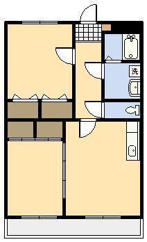 リージングマンション A棟(2LDK/2階)の間取り写真