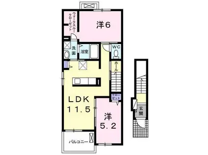 ゴールドオルカサウス(2LDK/2階)の間取り写真