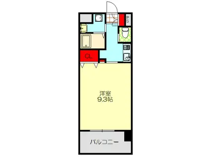 FORESTGRACE滝井駅前I(1K/9階)の間取り写真