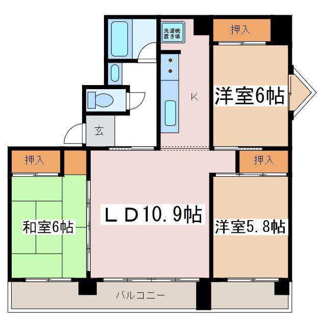 レジデンス渚(3LDK/3階)の間取り写真
