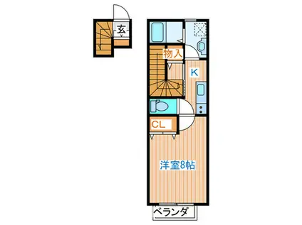 アスコット多賀城(1K/2階)の間取り写真