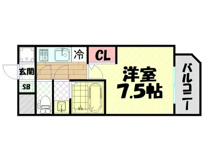 リッツ難波南II(1K/3階)の間取り写真