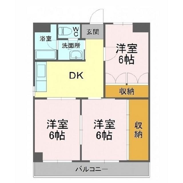 とどろきハイツ(3DK/4階)の間取り写真