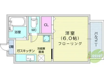 サマックス・アメーロ(1K/2階)の間取り写真