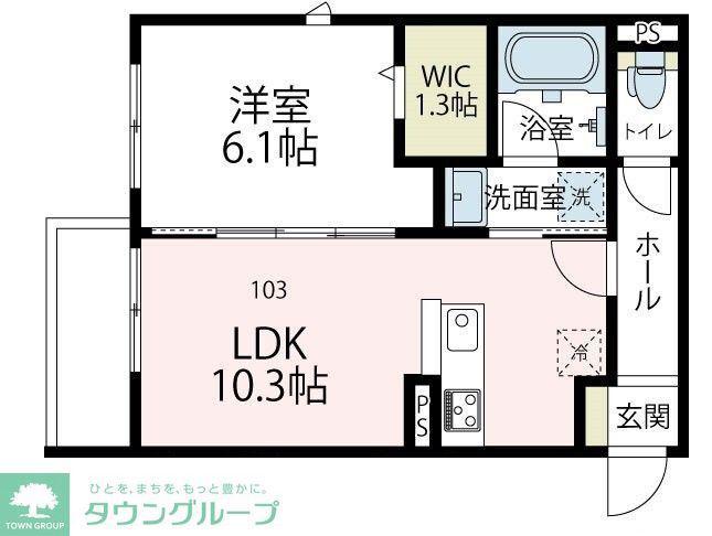 ヴァローレV(1LDK/1階)の間取り写真