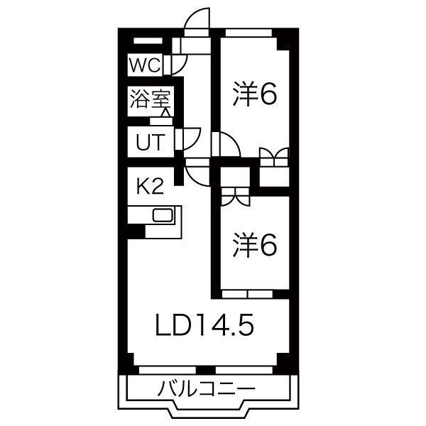 パラディーソ白壁(2LDK/4階)の間取り写真