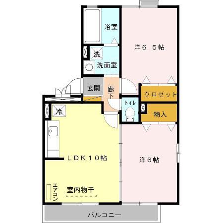 ローズフラワー小倉(2LDK/3階)の間取り写真