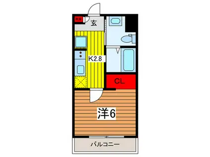 リベルテ東浦和(1K/2階)の間取り写真
