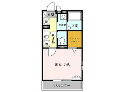 ノースフェルト(1K/2階)の間取り写真