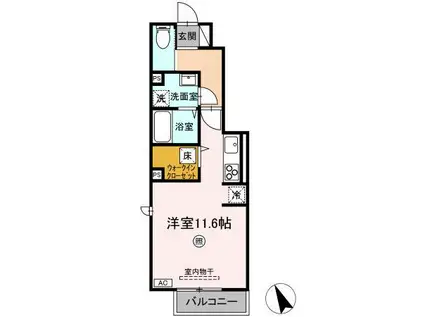 アプロディール(ワンルーム/1階)の間取り写真