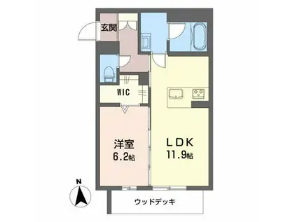 ル シマン(1LDK/1階)の間取り写真