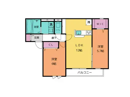 CASA BRANCHE 白楽(2LDK/1階)の間取り写真