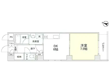サザン学芸大学(1DK/4階)の間取り写真