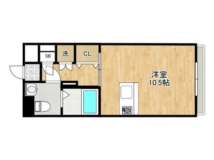 ディアコート宮城野原(ワンルーム/1階)の間取り写真