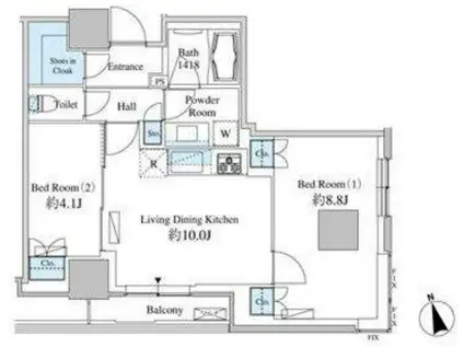 ベルファース芝浦タワー(2LDK/17階)の間取り写真