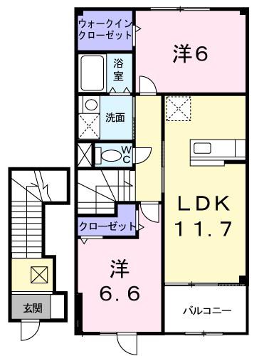 カーサ・プリムラ(2LDK/2階)の間取り写真