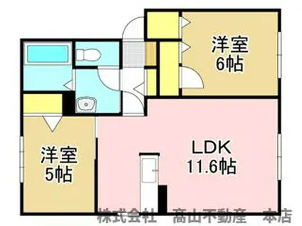シャーメゾン沖 A棟(2LDK/2階)の間取り写真