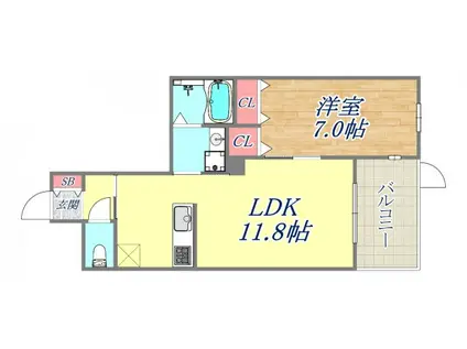 シャーメゾン水木通(1LDK/3階)の間取り写真
