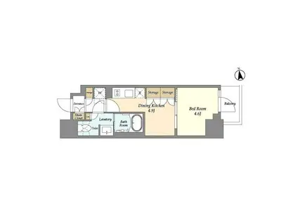 リビオメゾン浅草雷門(1DK/2階)の間取り写真