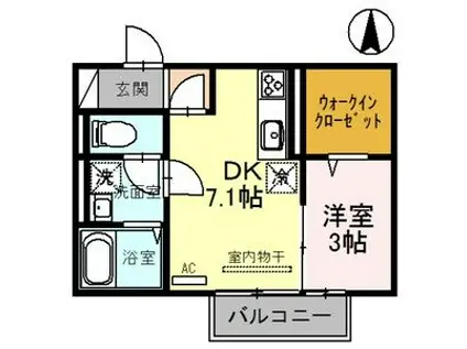 アジーロ コート(1DK/2階)の間取り写真