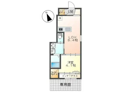 エスポワールI 緑ヶ丘2丁目(1LDK/1階)の間取り写真