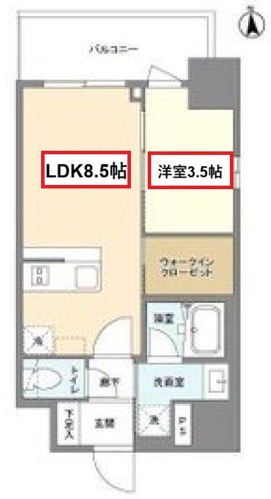 リヴェント難波ウエスト(1LDK/2階)の間取り写真
