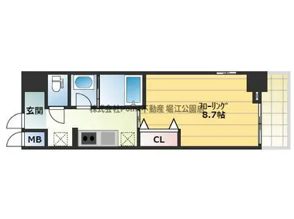 LAULEAKASHIMA(1K/7階)の間取り写真