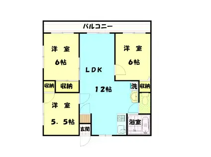 コスモパレス(3LDK/4階)の間取り写真