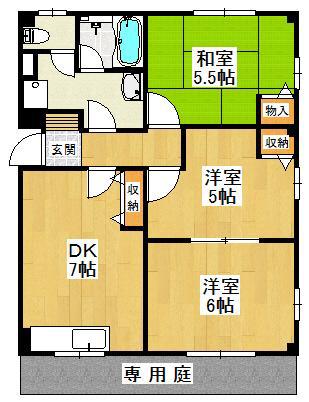 青葉丘マンション(3DK/2階)の間取り写真