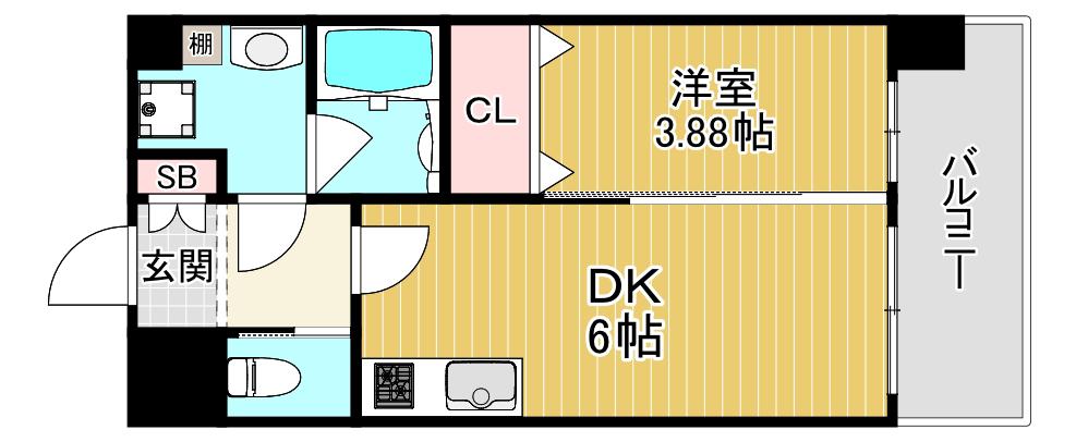 プレジオ関目(1DK/10階)の間取り写真