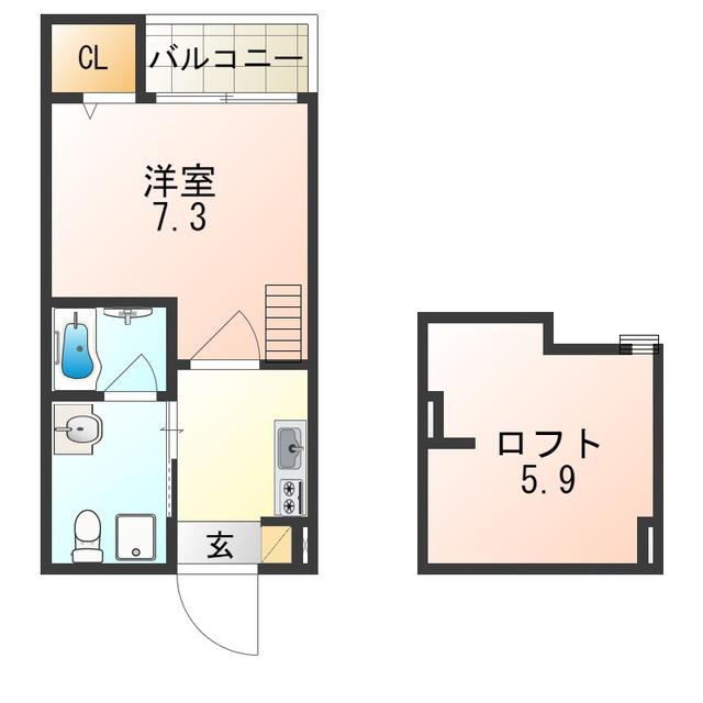 アクセル住之江(1K/1階)の間取り写真